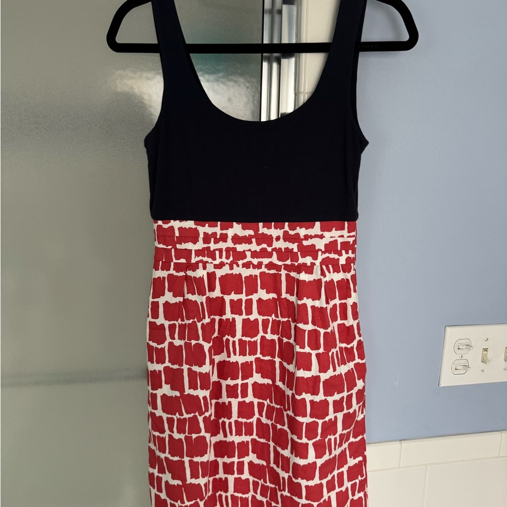 Boden Red and Blue Sleeveless Scoop Neck Sundress